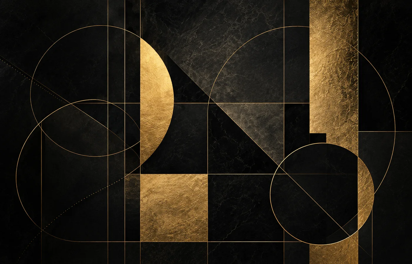 Abstraktes geometrisches Markensystem in Schwarz und Gold